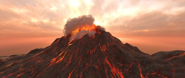 火山的三维渲染 — 图库照片