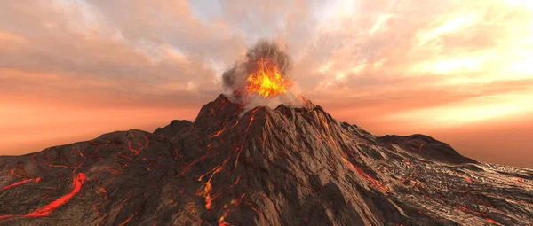 火山的三维渲染 — 图库照片
