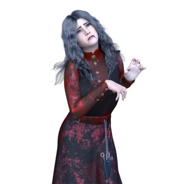 Bir kadının 3 boyutlu korku görüntüsü.