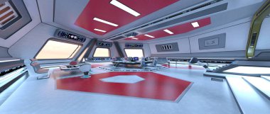 Uzay istasyonu peyzajının 3B görüntülemesi