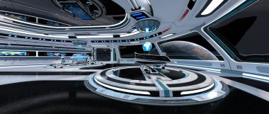 Uzay istasyonu peyzajının 3B görüntülemesi