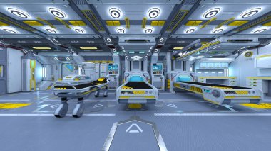 Uzay aracındaki teftiş odasının 3 boyutlu görüntülenmesi