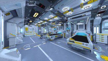 Uzay aracındaki teftiş odasının 3 boyutlu görüntülenmesi