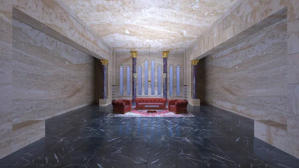 Rendering Marble Living Room — Stock Photo, Image