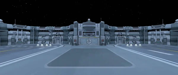 宇宙船格納庫の3Dレンダリング — ストック写真