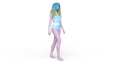 Mayolu bir kadının 3D görüntüsü.