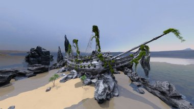 Bir gemi enkazının 3 boyutlu görüntülemesi