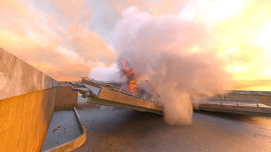 Otoyol yangınının 3 boyutlu görüntüsü