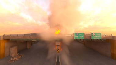 Otoyol yangınının 3 boyutlu görüntüsü