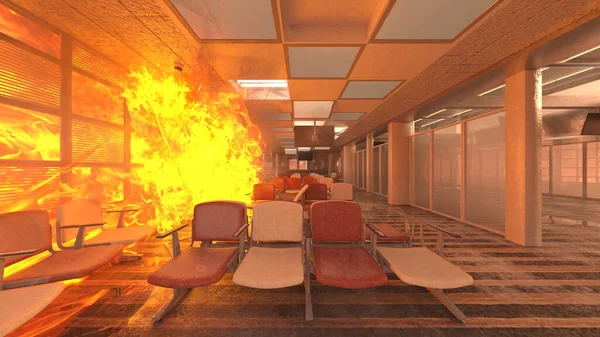 Rendering Fire Scene — Stockfoto