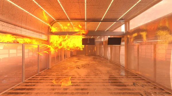 Rendering Fire Scene — 图库照片