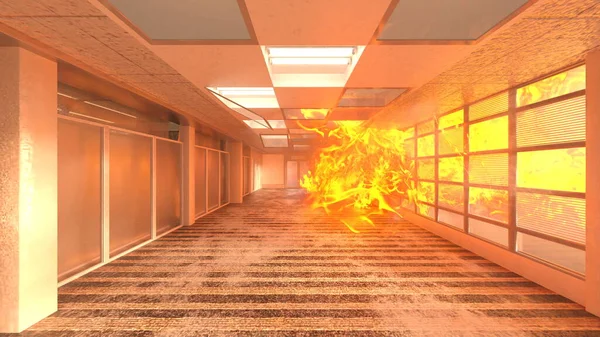 Rendering Fire Scene — 图库照片