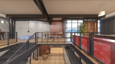 Oturma odasının 3 boyutlu görüntüsü