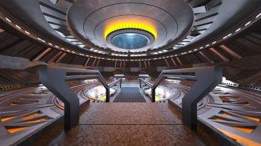 Uzay istasyonu peyzajının 3B görüntülemesi