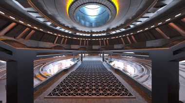 Uzay istasyonu peyzajının 3B görüntülemesi