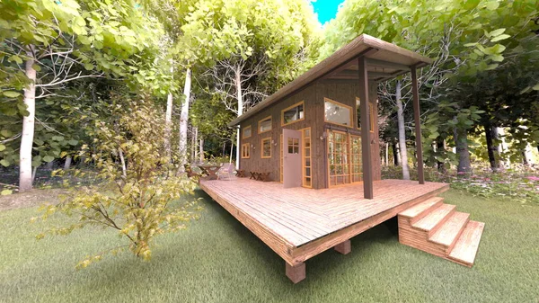 Representación Una Casa Bosque — Foto de Stock