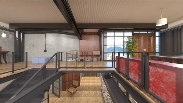 Oturma odasının 3 boyutlu görüntüsü