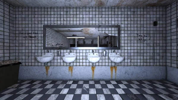 Återgivning Den Svagt Upplysta Toaletten — Stockfoto