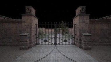 3D rendering of the dilapidated cemetery