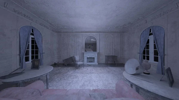 Rendering Ruined Living Room — Fotografia de Stock