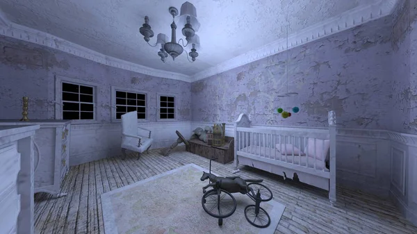 Rendering Ruined Nursery — Stockfoto