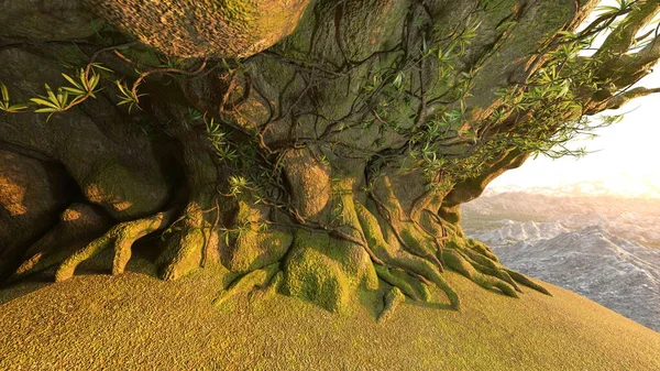 Rendering Cave Tree Roots — Stok fotoğraf