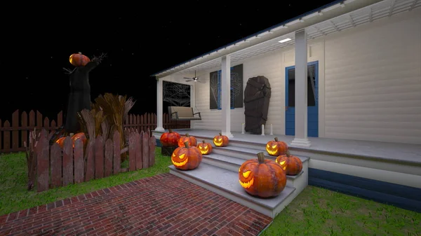 Rendering House Decorated Halloween — Foto de Stock