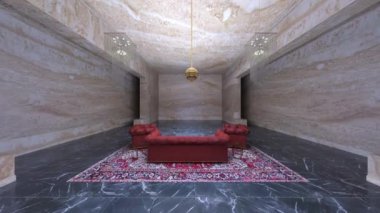 Mermer oturma odasının 3 boyutlu görüntüsü