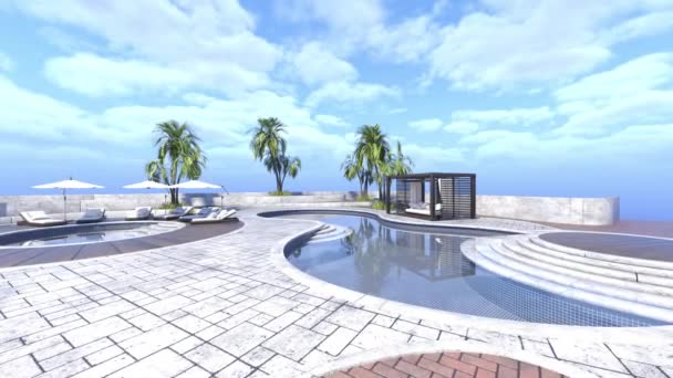 Rendering Rooftop Swimming Pool — Vídeos de Stock