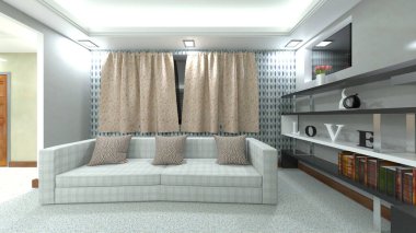 Oturma odasının 3 boyutlu görüntüsü