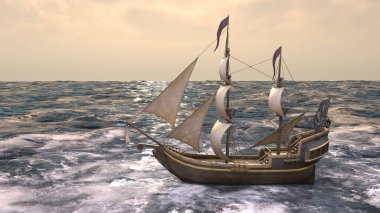 Bir yelkenlinin 3D görüntüsü