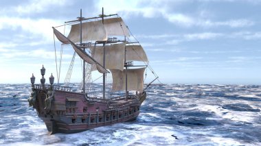 Bir yelkenlinin 3D görüntüsü