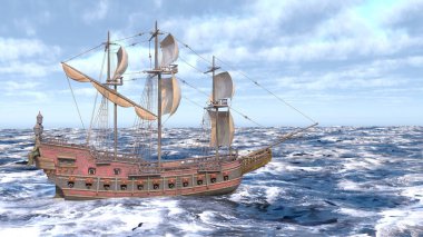 Bir yelkenlinin 3D görüntüsü