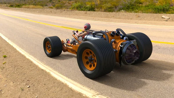 Rendering Cyber Woman Riding Atv — Fotografia de Stock