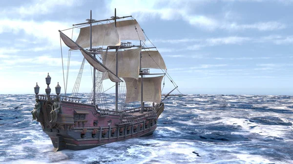 Bir yelkenlinin 3D görüntüsü