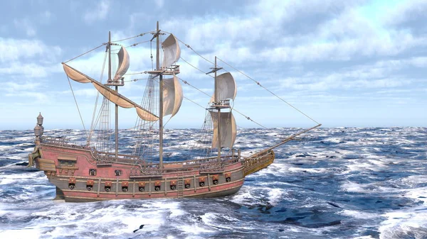 Bir yelkenlinin 3D görüntüsü