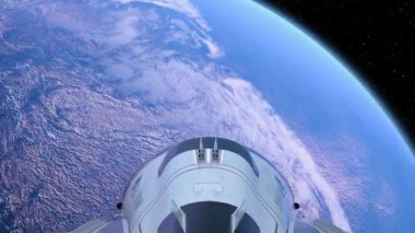 Bir uzay gemisinin ve Dünya 'nın 3 boyutlu canlandırması