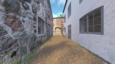 3D rendering of the stone house at the summit