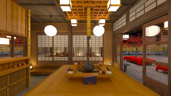 Rendering Japanese Tea House — 스톡 사진