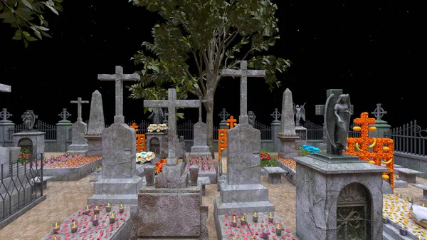 Vykreslování Hřbitova — Stock fotografie