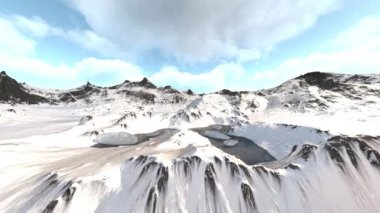 3D rendering of the snowy mountains