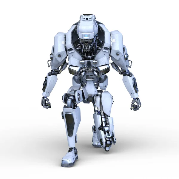 战斗机器人的3D渲染 — 图库照片