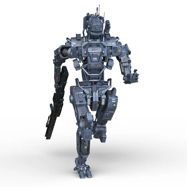 战斗机器人的3D渲染 — 图库照片