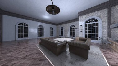 Oturma odasının 3 boyutlu görüntüsü