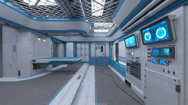 Uzay aracındaki teftiş odasının 3 boyutlu görüntülenmesi