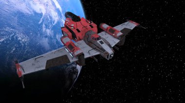 Bir uzay gemisinin ve Dünya 'nın 3 boyutlu canlandırması