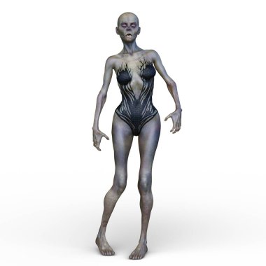 3 boyutlu dişi zombi tasviri