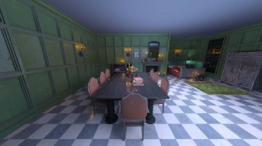 3D rendering of the private rooms lit by candles