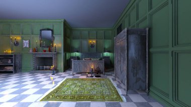 3D rendering of the private rooms lit by candles