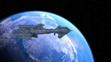 Bir uzay gemisinin ve Dünya 'nın 3 boyutlu canlandırması